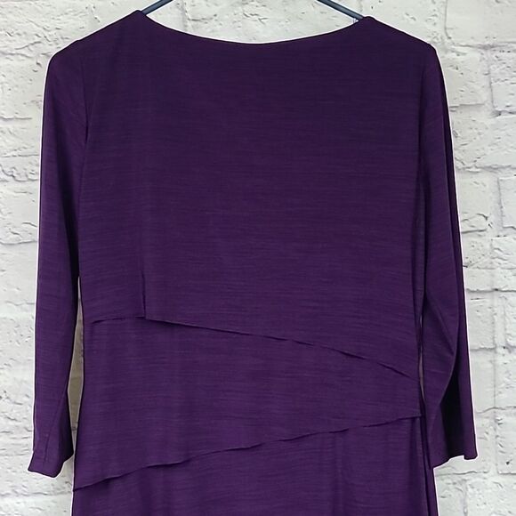 TAHARI Purple Plum Tiered Sheath Dress Matte Jersey MOTB Wedding Party Formal - Picture 4 of 11